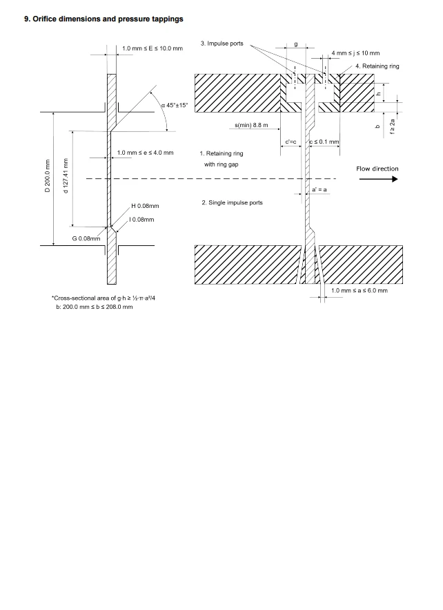 OriCalc report page 3 - technical drawing and pressure tappings